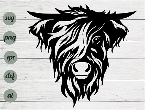 Highland cow svg files Cow face svg Farm animal svg files | Etsy