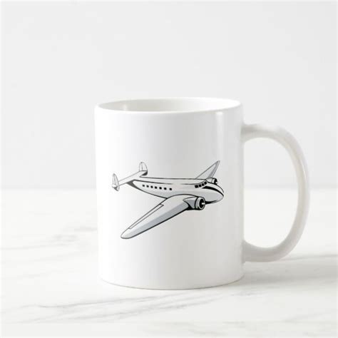 Vintage Twin Engine Propeller Airplane Retro Coffee Mug Custom Office Retirement Office