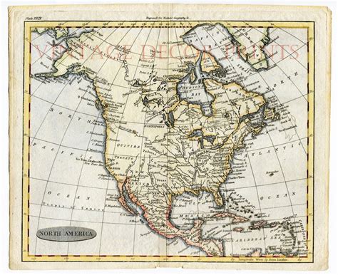Map Of North America Antique Map Circa 1787 Retirement T For Man