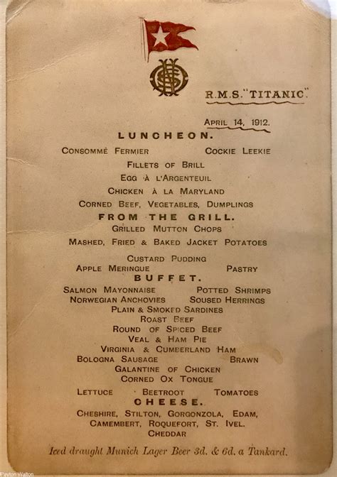 What First, Second, and Third Class Passengers Aboard the Titanic Ate