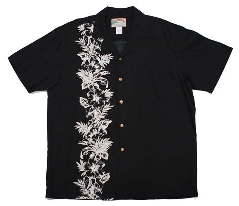 Paradise Found Hawaiian Shirt Hibiscus Panel Black Fashion