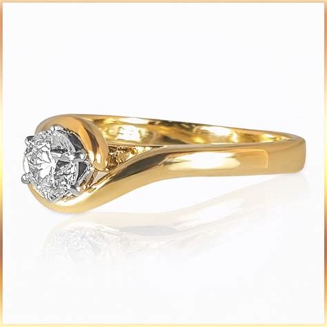 Bypass Solitaire Engagement Ring In 18k Yellow Gold Me Jewellers