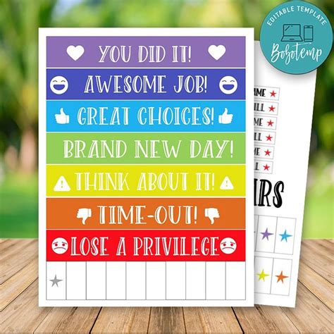 Printable Classroom Behavior Chart Template Instant Download Bobotemp