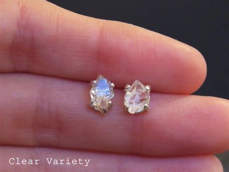 Herkimer Diamond Earrings Herkimer Raw Diamond Studs Salt Etsy