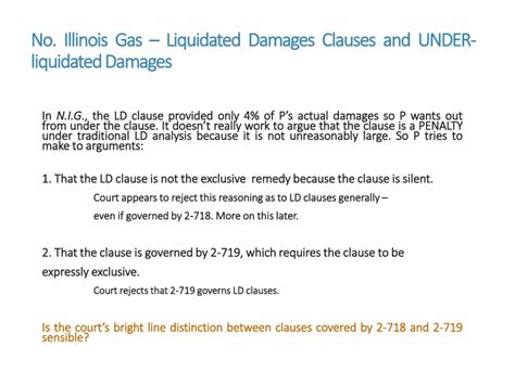 The current law on the assessment of damages in the absence of a lad clause is that the claiming party must fulfil the hadley v baxendale rule which. No. Illinois Gas - Liquidated Damages Clauses and UNDER ...