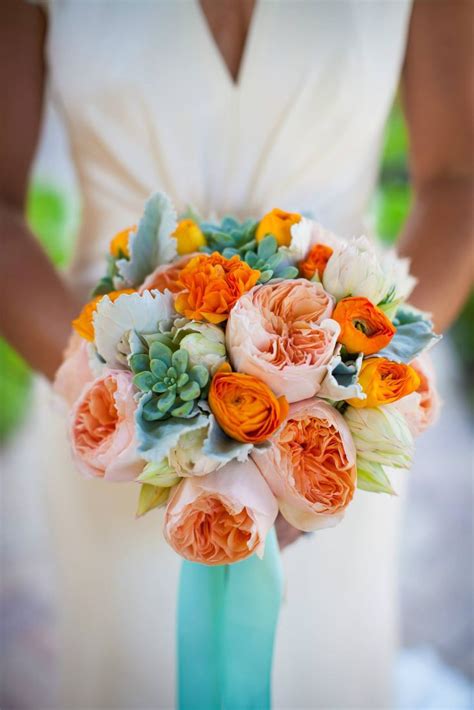 Southern Blue Celebrations Orange Wedding Flower Bouquets