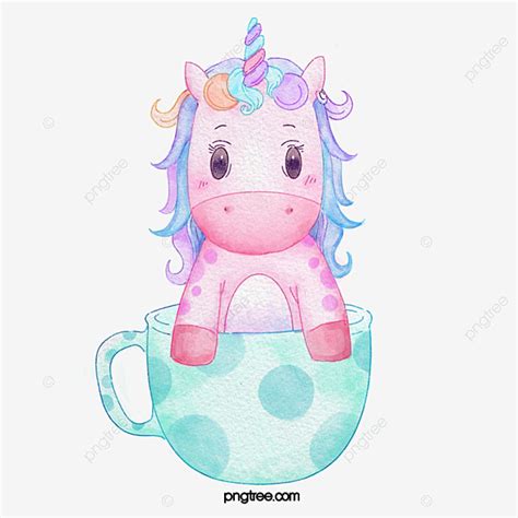 Pink Unicorn Cute Hand Painted Coffee Cup Watercolor Element Lovely