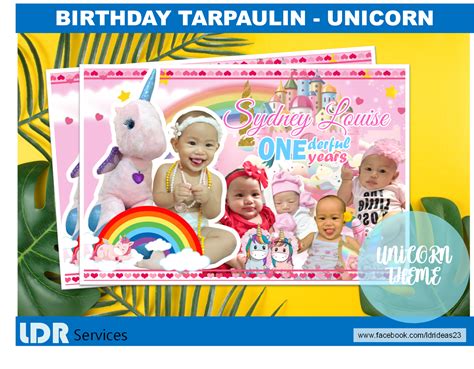 Unicorn Theme Birthday Party Digital Invitations And Tarpaulin Shop