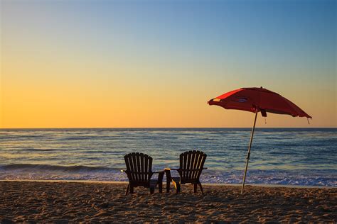 beach, Sunset, Sand, Minimalism, Umbrella Wallpapers HD / Desktop and 