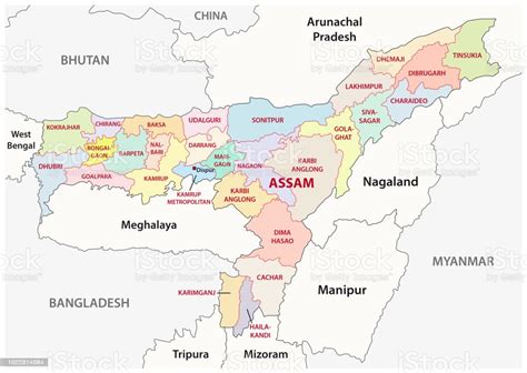 Assam Administrative And Political Map Stock Illustration