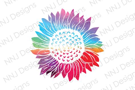 Colorful Tie Dye Sunflower Sublimation Graphic By Nnj Designs