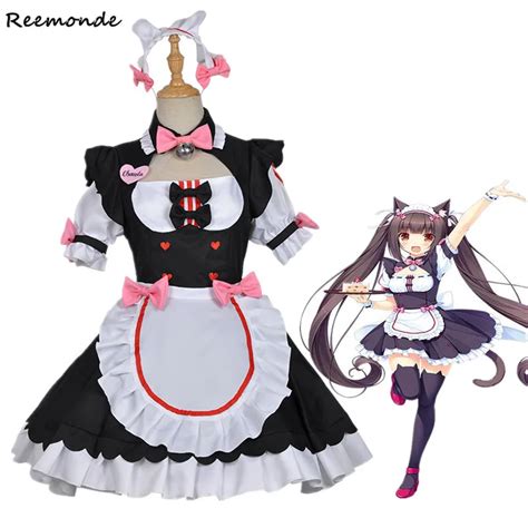 Uwowo Nekopara Cosplay Chocola Maid Dress Costume Anime Cat Neko Girl
