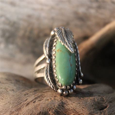 Large Southwestern Sterling Silver Turquoise Ring Grams Etsy