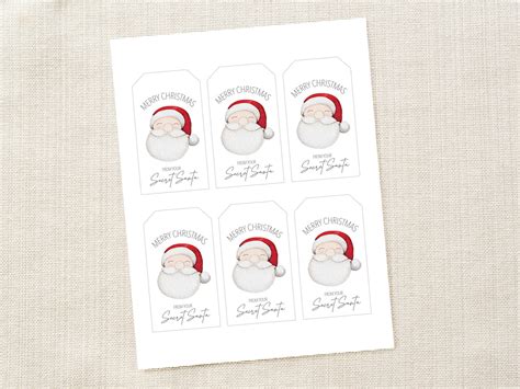Secret Santa Tag Printable Gift Tag Christmas Tag Printable Etsy