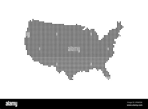 Dotted Style Of Black Color United States Map White Dotted Usa Map
