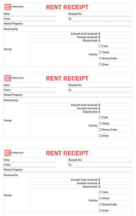 Download Printable Rent Receipt Templates Pdf Word Excel Free
