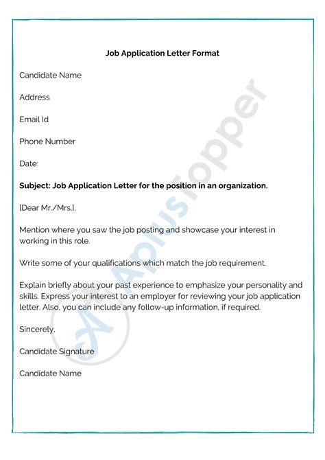 Job Application Letter Format Samples How To Write A Job