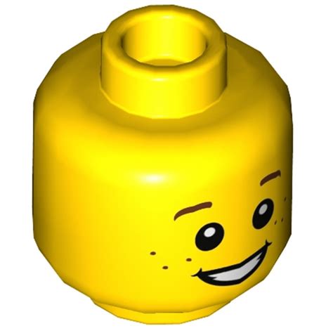 Lego Yellow Minifigure Head With Surprised Smile And Freckles Safety
