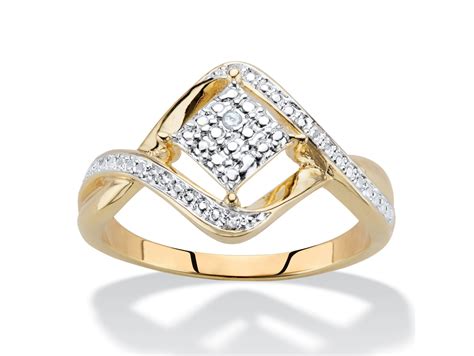 PalmBeach Jewelry Diamond Accent Cluster Bypass Ring 14k Gold Plated