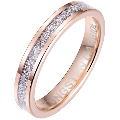 2.5 mm montana sapphire gradient stacker in rose gold. Rose Gold 4mm Tungsten & Meteorite Wedding Band