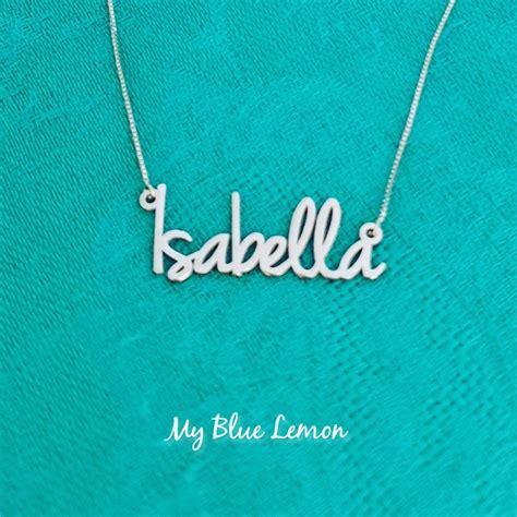 Isabella Large Name Necklace Silver Name Necklaces Delicate Etsy
