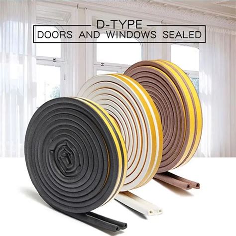 1pc 5m self adhesive d type doors windows foam seal strip soundproofing collision avoidence