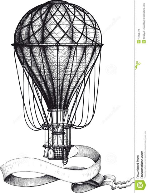 Vintage Hot Air Balloon With Banner Stock Vector Illustration Of