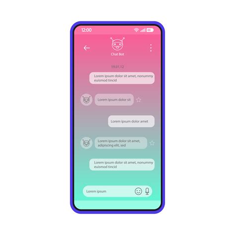 Chatbot Messenger App Smartphone Interface Vector Template Mobile Screen Page Blue Design