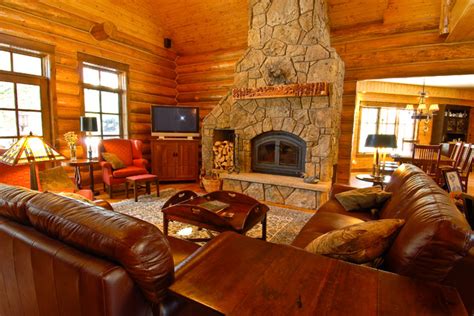 Sage Creek Canyon Hybrid Log Home Rustic Living Room Denver By