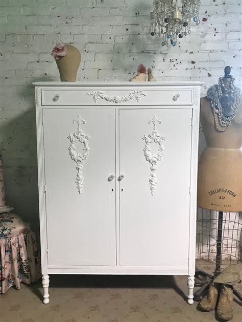Painted Cottage Chic Shabby French Armoire Wardrobe Chest Etsy