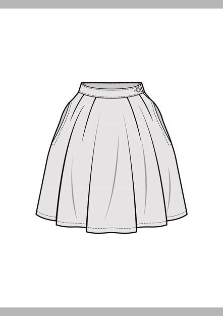 Skirt Fashion Technical Drawings Vector Template Premium Vector