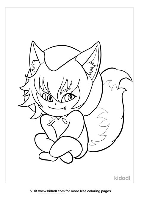 Chibi Wolf Girl Coloring Page Free Cartoons Coloring Page Coloring Home
