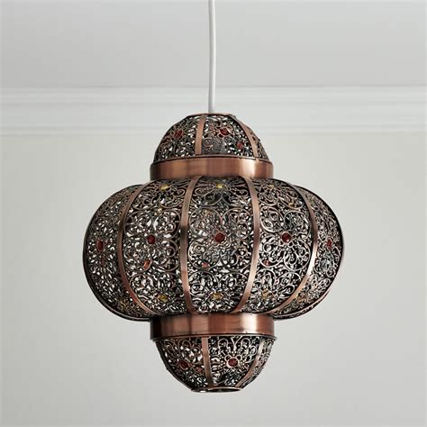 Buy moroccan style lights to feel the ambience of the egyptian souk. Wilko Bronze Beaded Ceiling Pendant Light Shade | Wilko