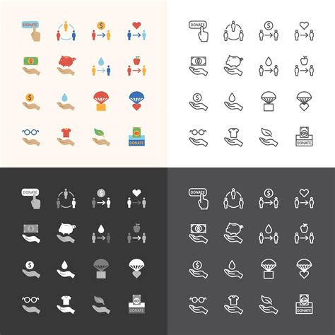 Vector Flat Icons Set Of Business Finance Technology Outline Concept