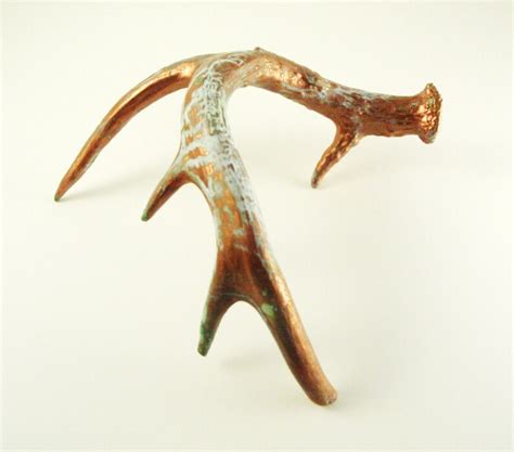 Deer Antler Copper Patina Art Sculpture Etsy