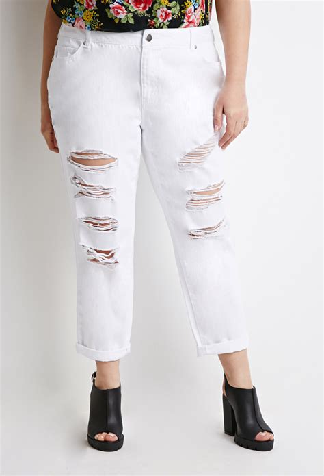 Lyst Forever 21 Plus Size Classic Distressed Jeans In White