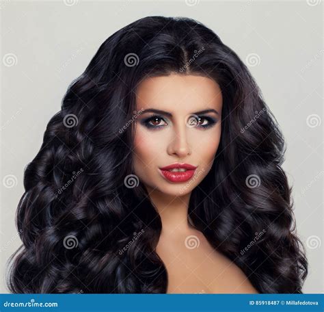 Glamorous Brunette Woman With Long Curly Hair Stock Image Image Of Curling Brunette 85918487