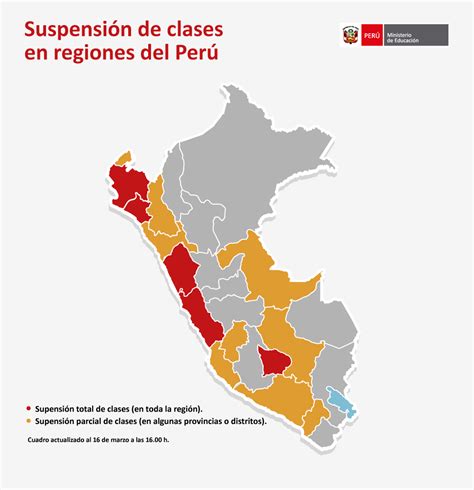 Mapa De Suspensión De Clases En Regiones Del Perú