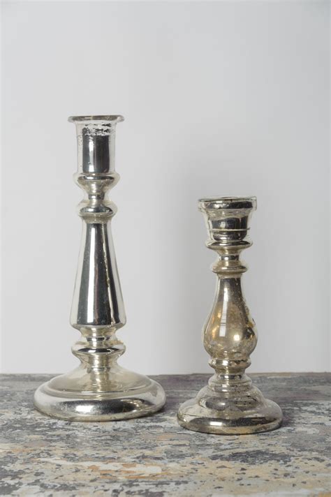 Antique French Mercury Glass Candlesticks Nikki Page Antiques