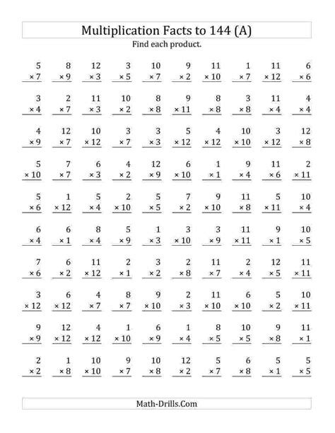 Multiplication Worksheets 4th Grade