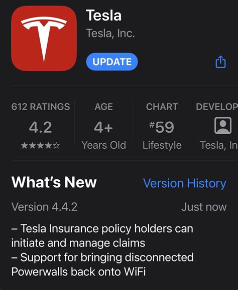 Tesla App Update Available 442 Teslamotors