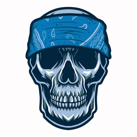 Skull Head Gangster With Bandana Illustr Premium Vector Freepik
