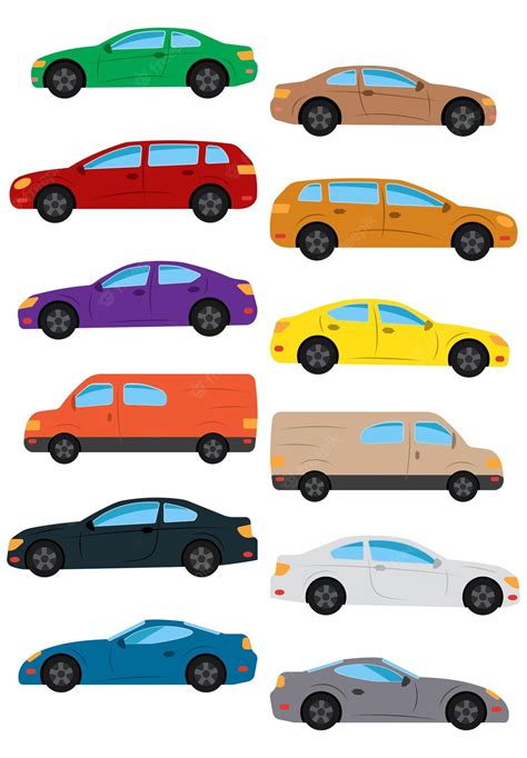 Premium Vector Set Of Multicolored Car Isolated Vector Illustrationxa