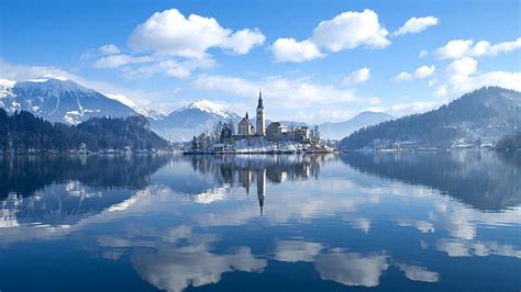 Hd Wallpaper Mount Scenery Bled Bled Castle Europe Slovenia