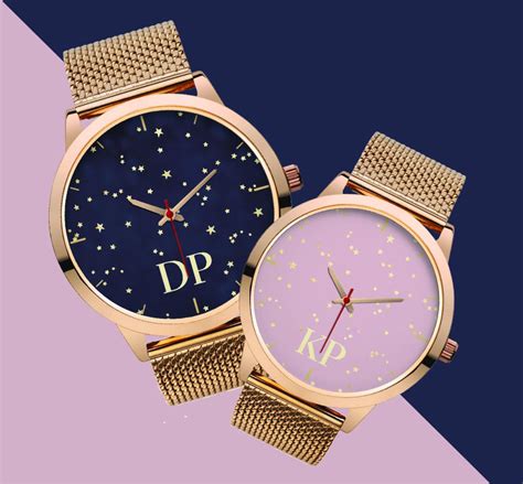 Custom Couples Matching Watches Rose Gold Monogram Etsy Uk Gold