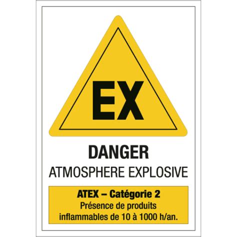 Panneau Danger Atmosphère Explosive Atex Catégorie 2 Matières