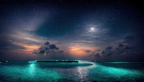 Premium Photo Night Beaches Of The Maldives An Incredibly Beautiful Beach In The Maldives