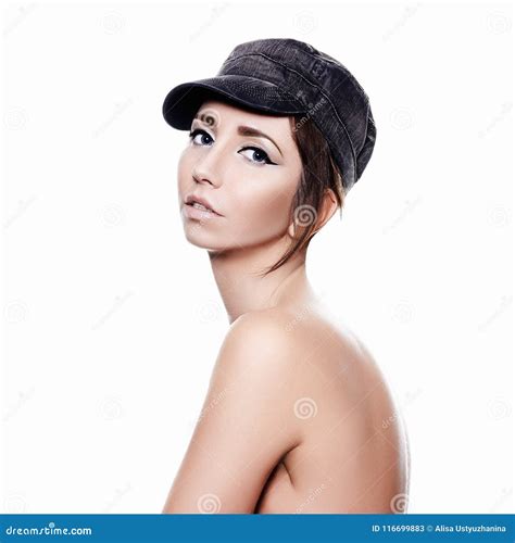 Naked Girl In Cap Beauty Woman Stock Image Image Of Glamour Care