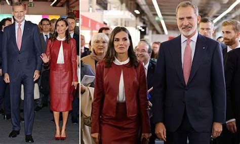 Queen Letizia Of Spain Stuns In Scarlet Leather Ensemble During