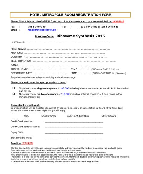 Free 11 Sample Hotel Registration Forms In Pdf Excel Word